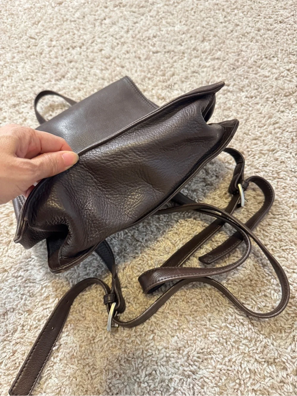 Vintage Tommy Hilfiger Brown Leather flap Backpack